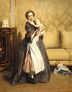 Gustave Leonard de Jonghe Jeune mere et ses enfants dans un salon Germany oil painting artist